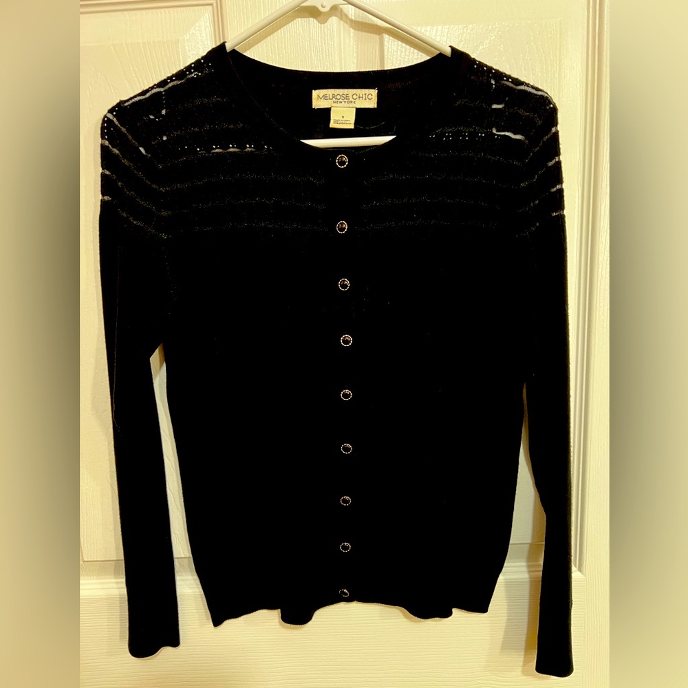 Melrose Chic New York Black Cardigan Sweater Size Small
